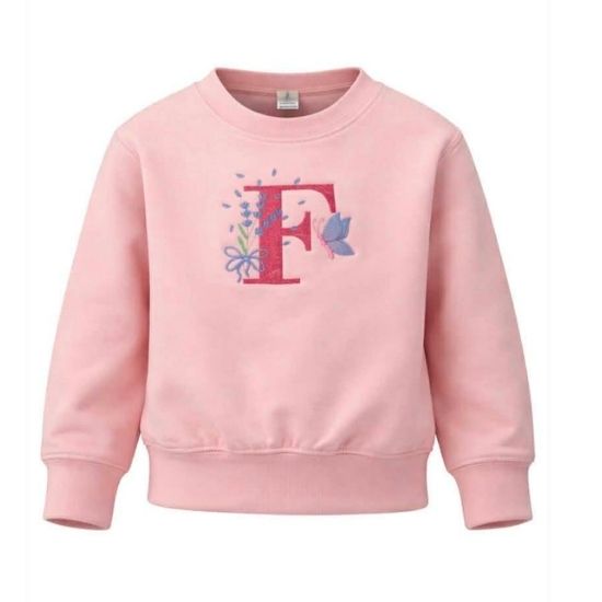 Pink Girls Embroidered Initial Jumper
