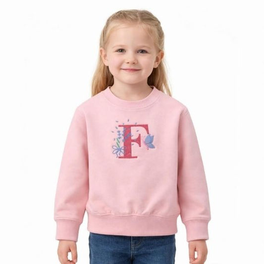 Pink Girls Embroidered Initial Jumper