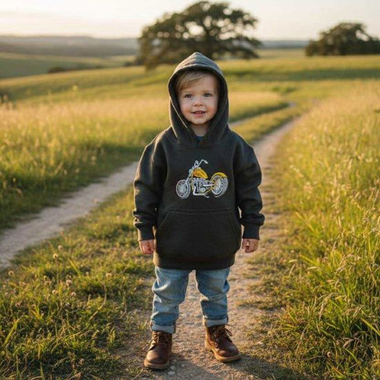 Kids Hoodie Embroidered with Chopper Motorcycle