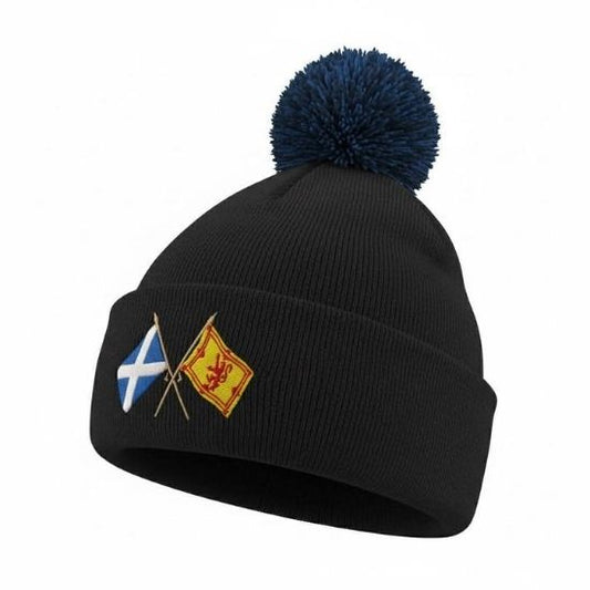 Scotland Crossed Flags Bobble  Hat