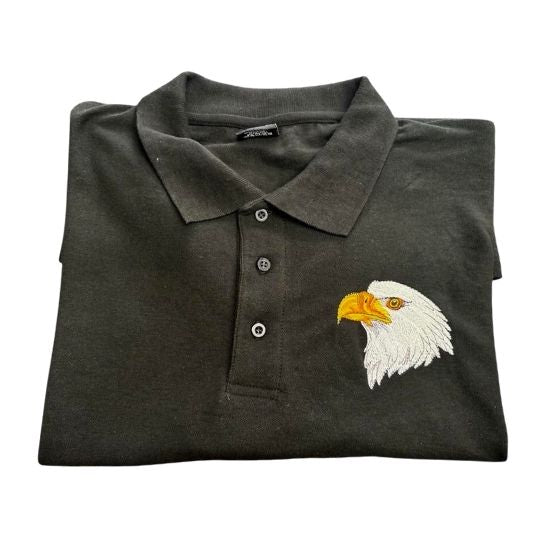 Black Polo Shirt embroidered with an Eagles Head