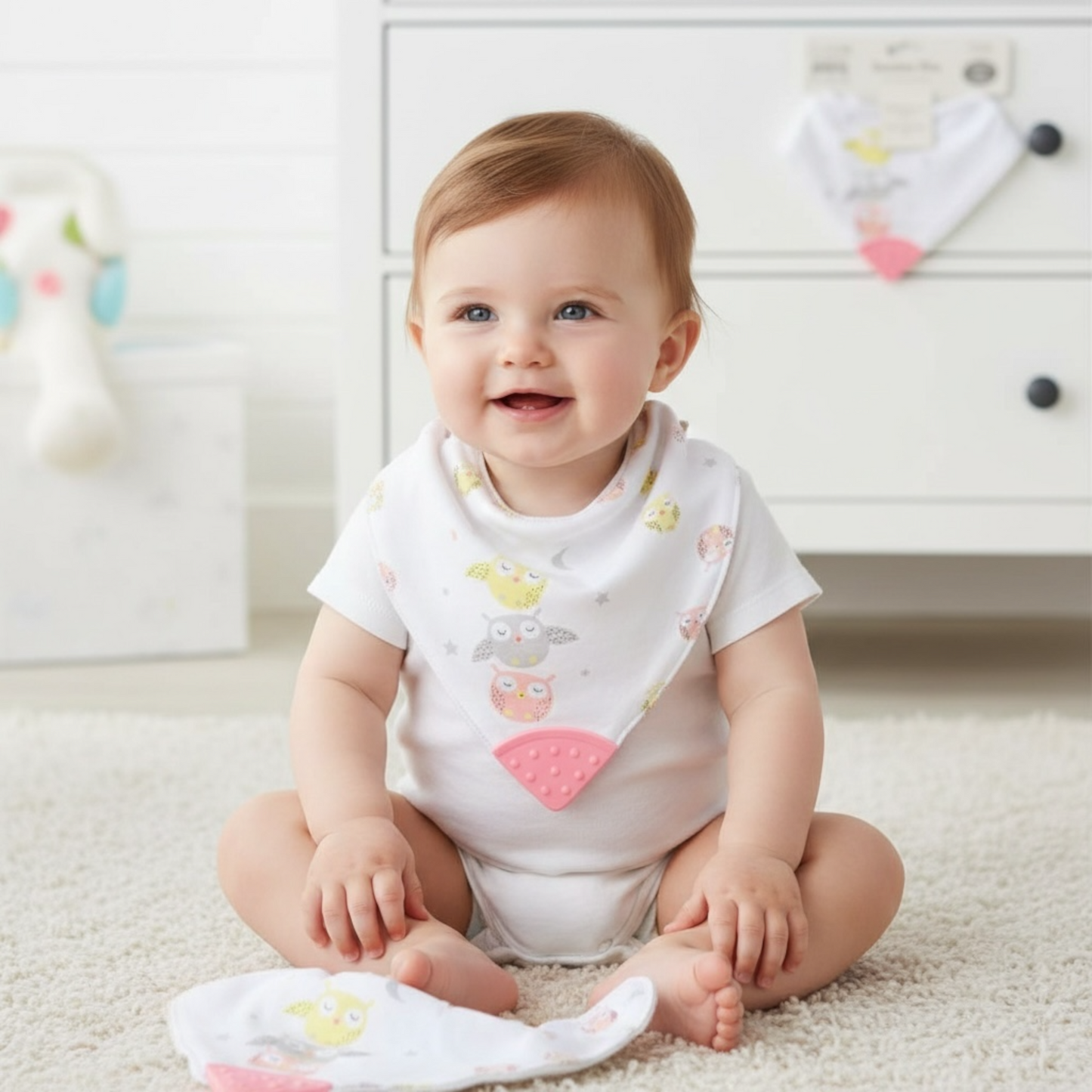 Bandana Baby Bibs with a Silicone Teether