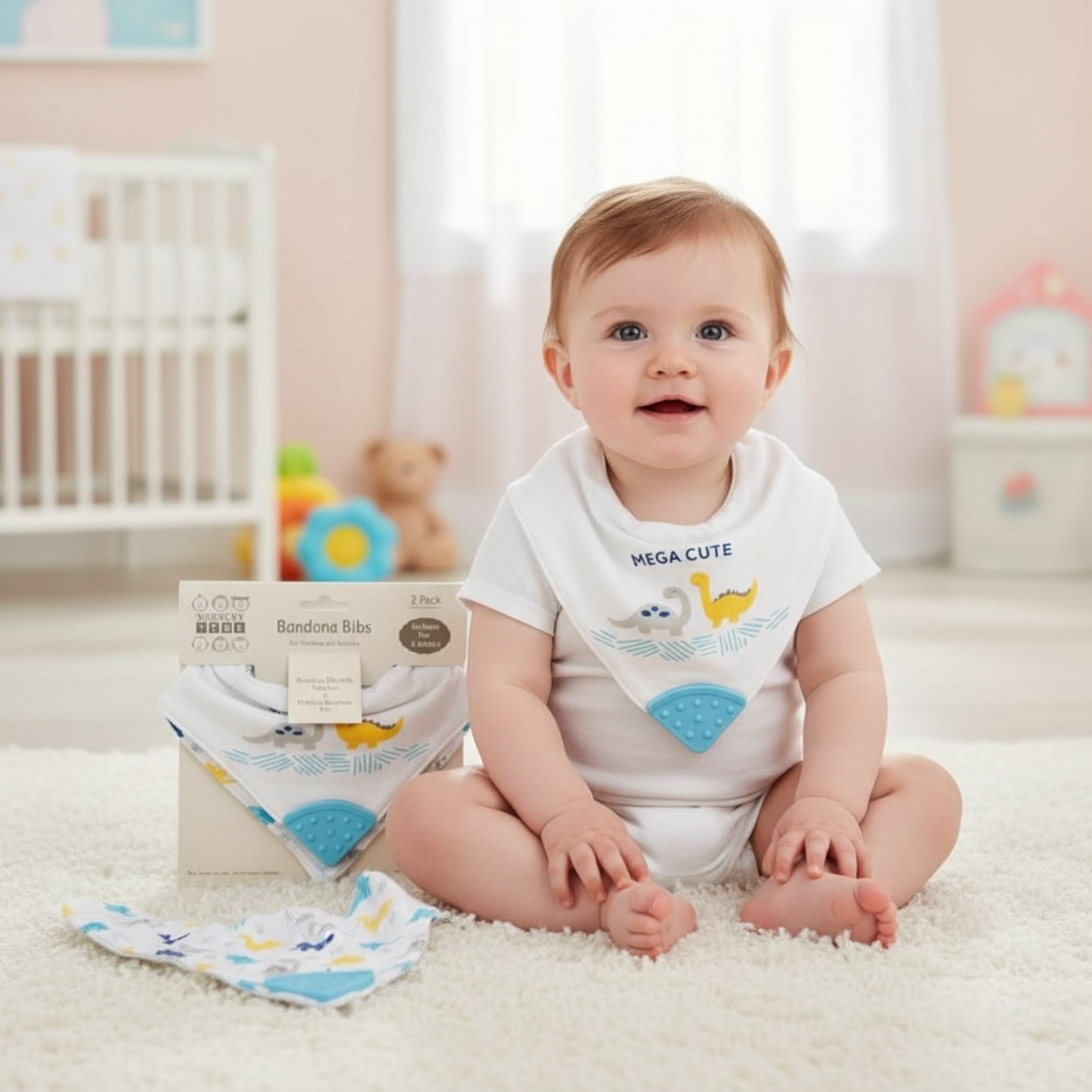 Bandana Baby Bibs with a Silicone Teether