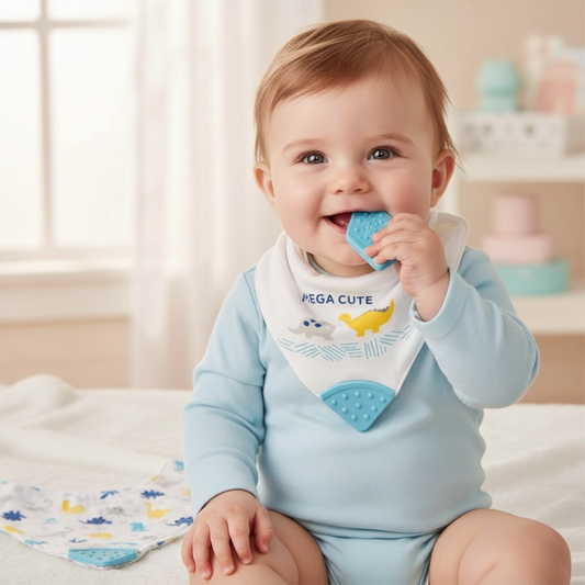 Bandana Baby Bibs with a Silicone Teether