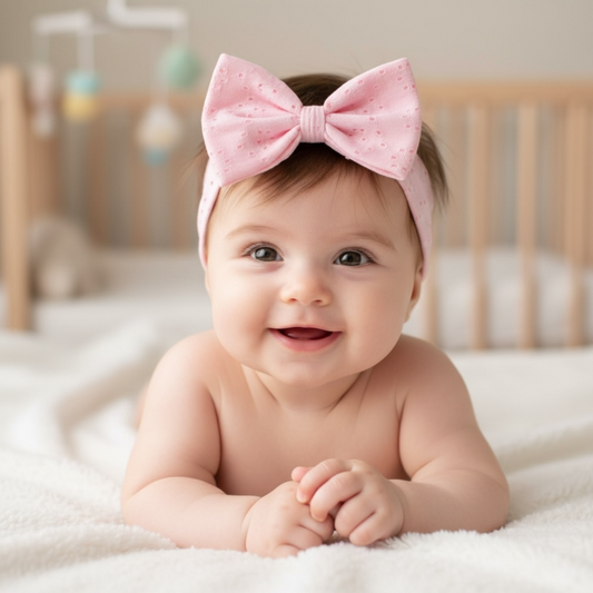 Babies Pink Perforated Headband Bow