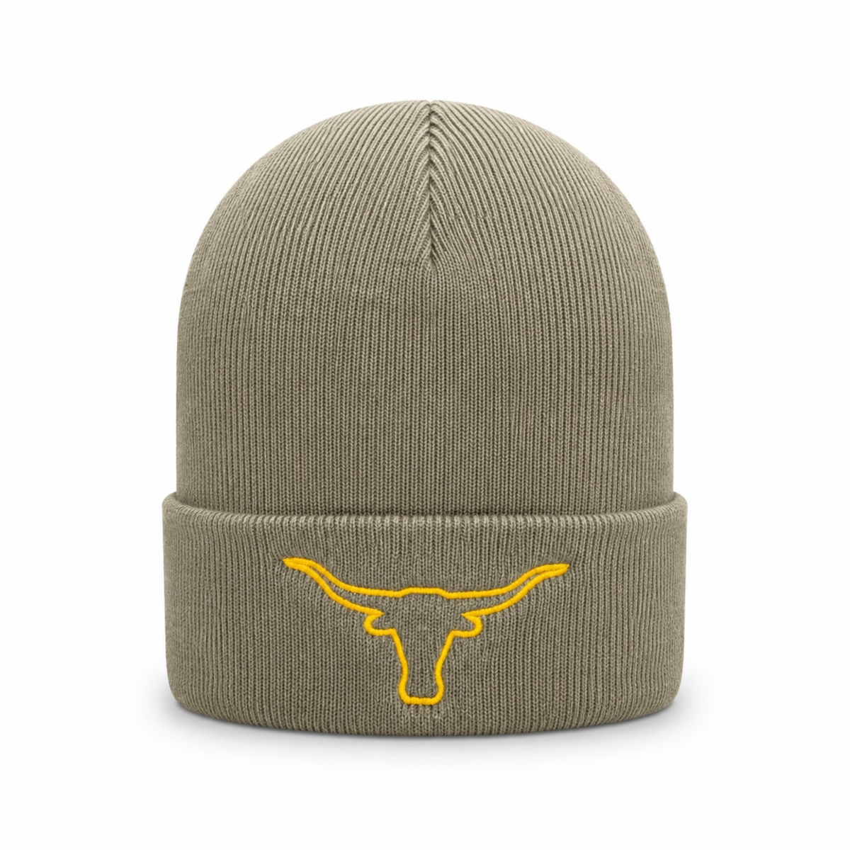 Olive Green Longhorn Cow Head Beanie Hat