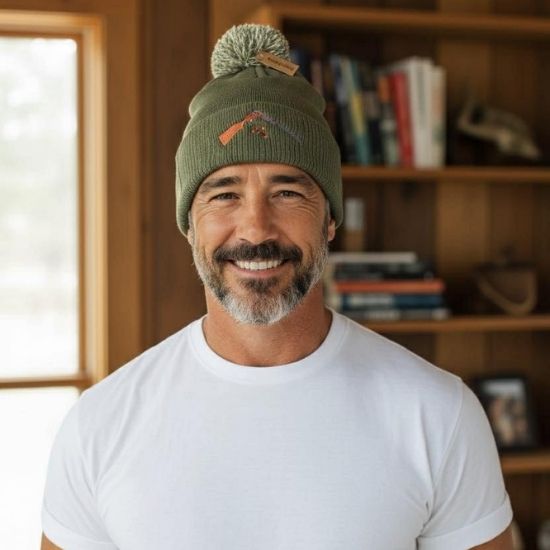 Pom Pom Beanie Hat Shot Gun Design