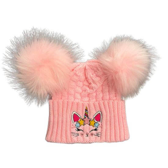 Baby Double Pom Pom Hat Unicorn Design