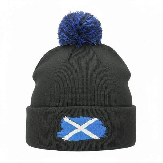 Scotland Flag Pom Pom Beanie