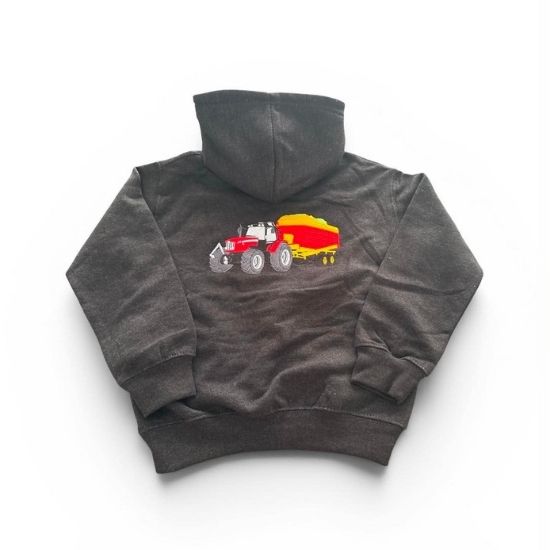 Kids Hoodie with embroidered Tractor and Trailer